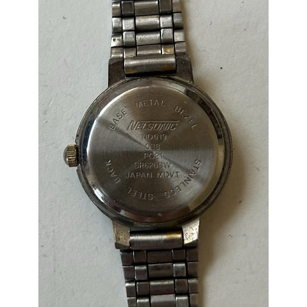 Nelsonic ND619 Women's Quartz Analog Two-Tone Bracelet Watch White Dial